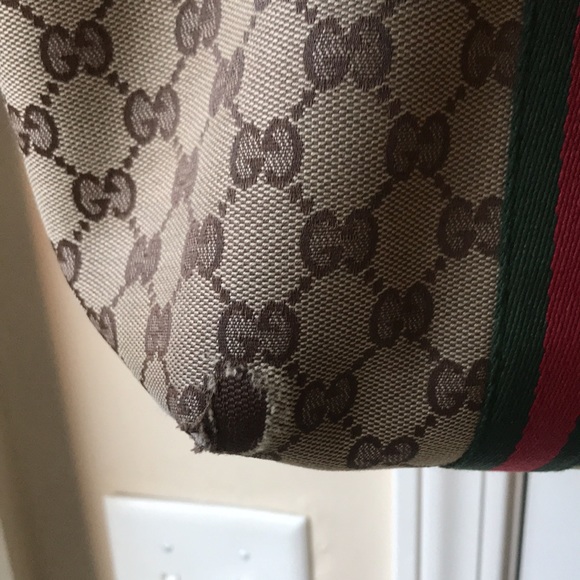 Authentic Gucci Sherry Line Shoulder Bag Tote 2 stripes - Picture 5 of 15